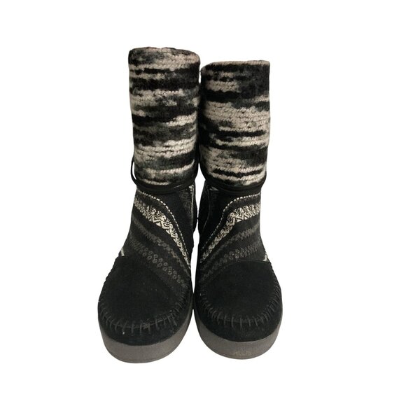 Toms Women's size 8 Black Gray Patterned Mid-Calf winter snow Boots - Picture 1 of 7